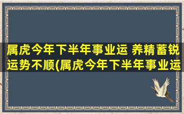 属虎今年下半年事业运 养精蓄锐运势不顺(属虎今年下半年事业运面临挑战，掌握养精蓄锐迎接转机！)